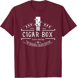 Cigar Box Slide Guitar The Original Blues Guitar T-Shirt - T-Shirt | Maroon