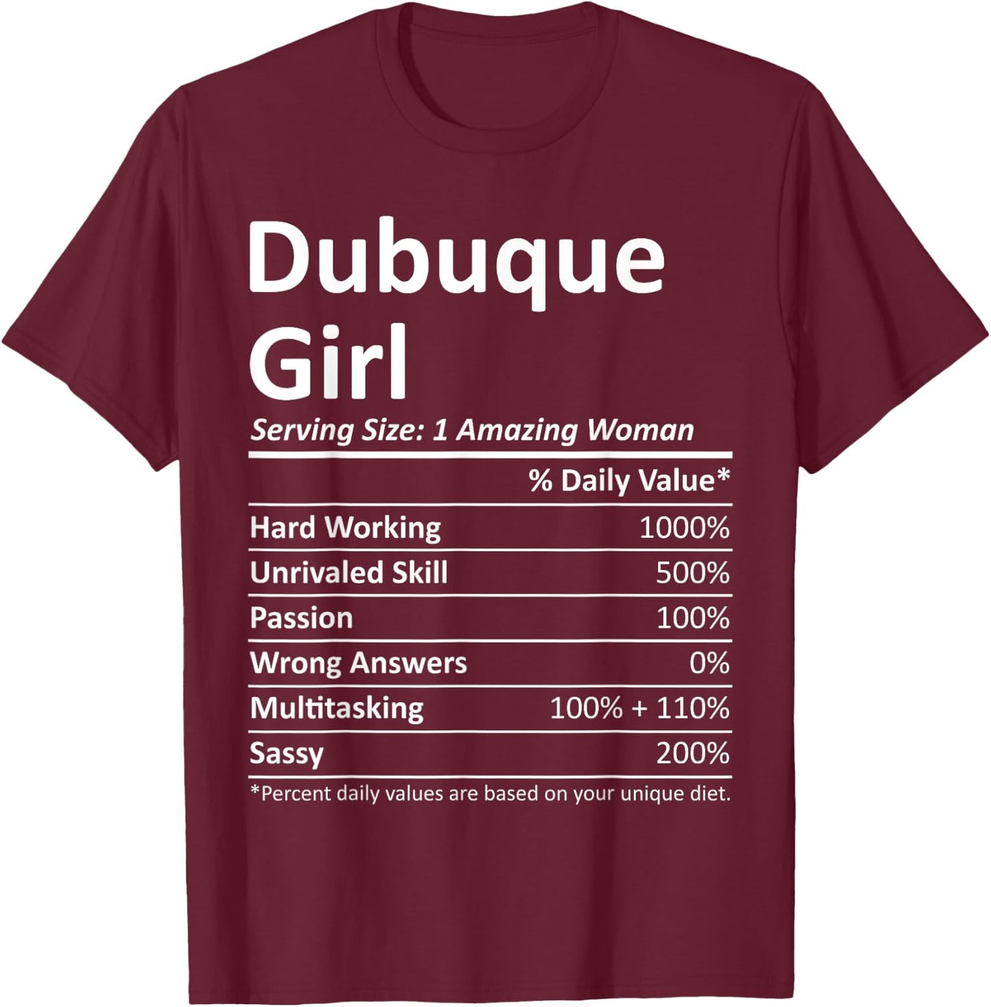 DUBUQUE GIRL IA IOWA Funny City Home Roots USA Gift T-Shirt - T-Shirt | Maroon
