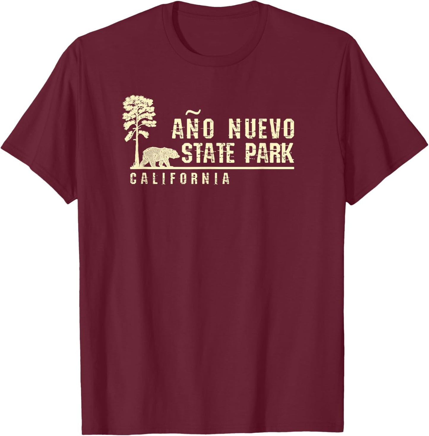 California Souvenir Gift Ano Nuevo State Park T-Shirt - T-Shirt | Maroon