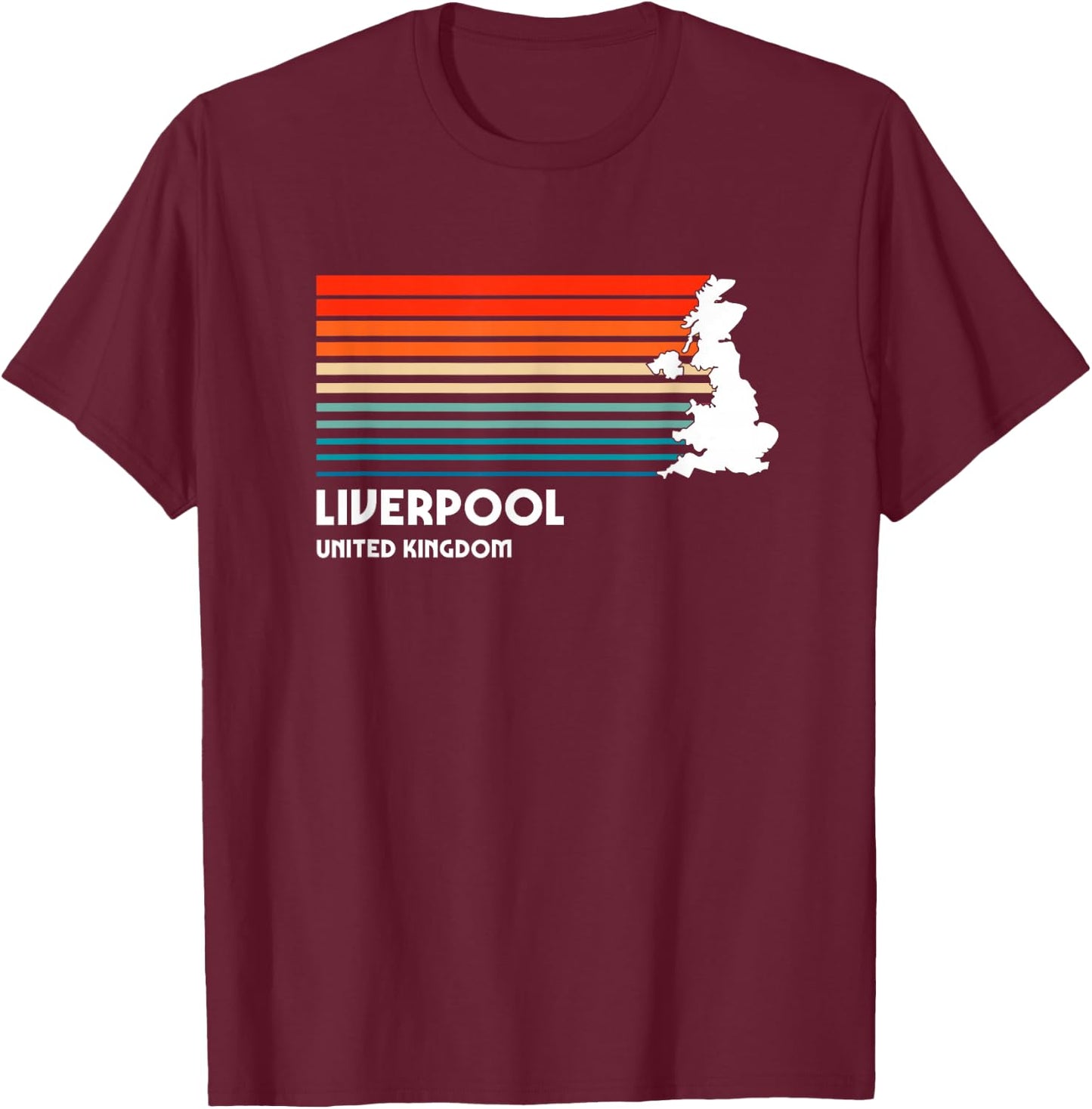 Liverpool United Kingdom Retro Vintage Style UK Graphic T-Shirt - T-Shirt | Maroon
