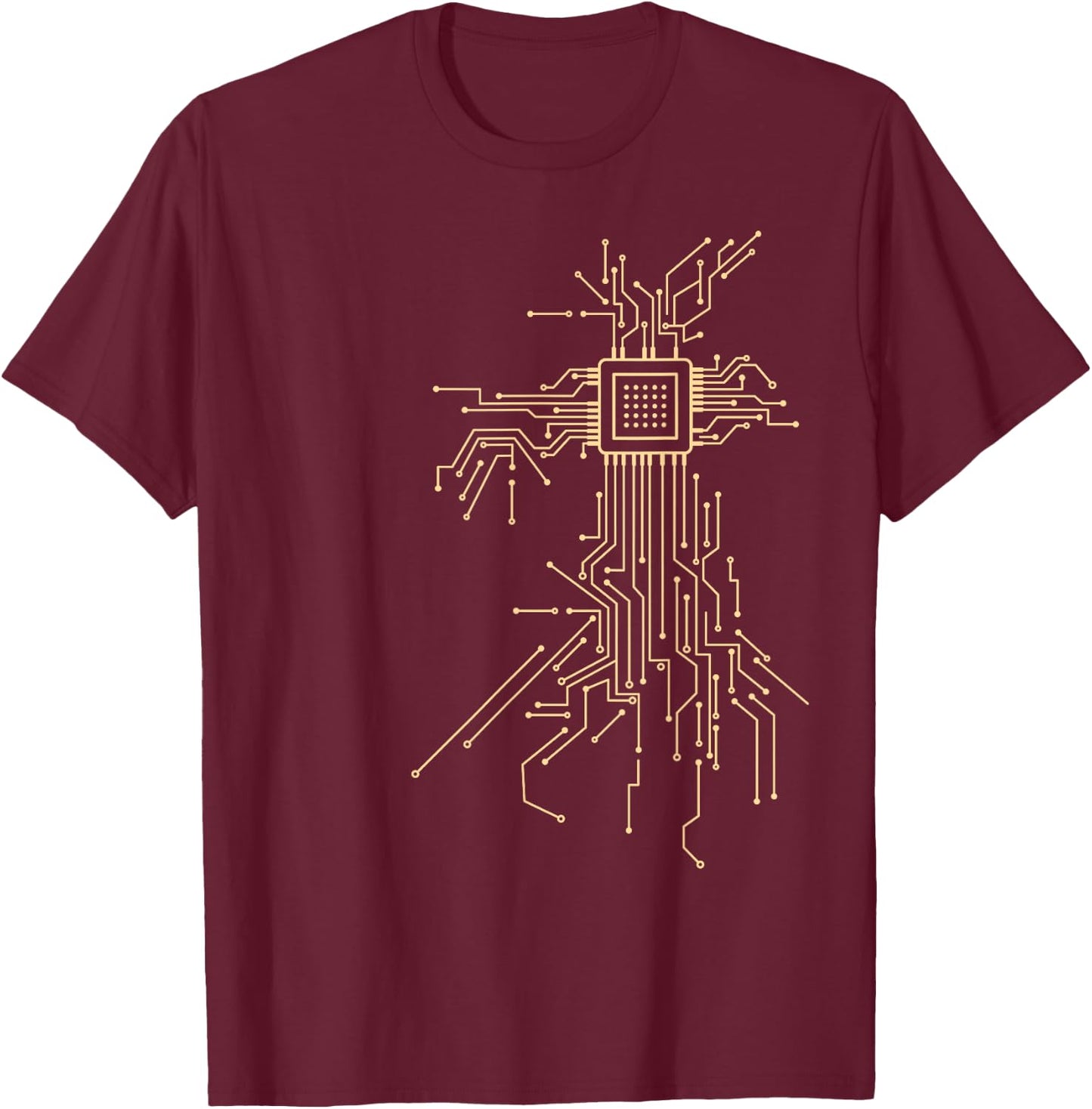 Processor Circuit Graphics Computer CPU Electronics IT Geek T-Shirt - T-Shirt | Maroon