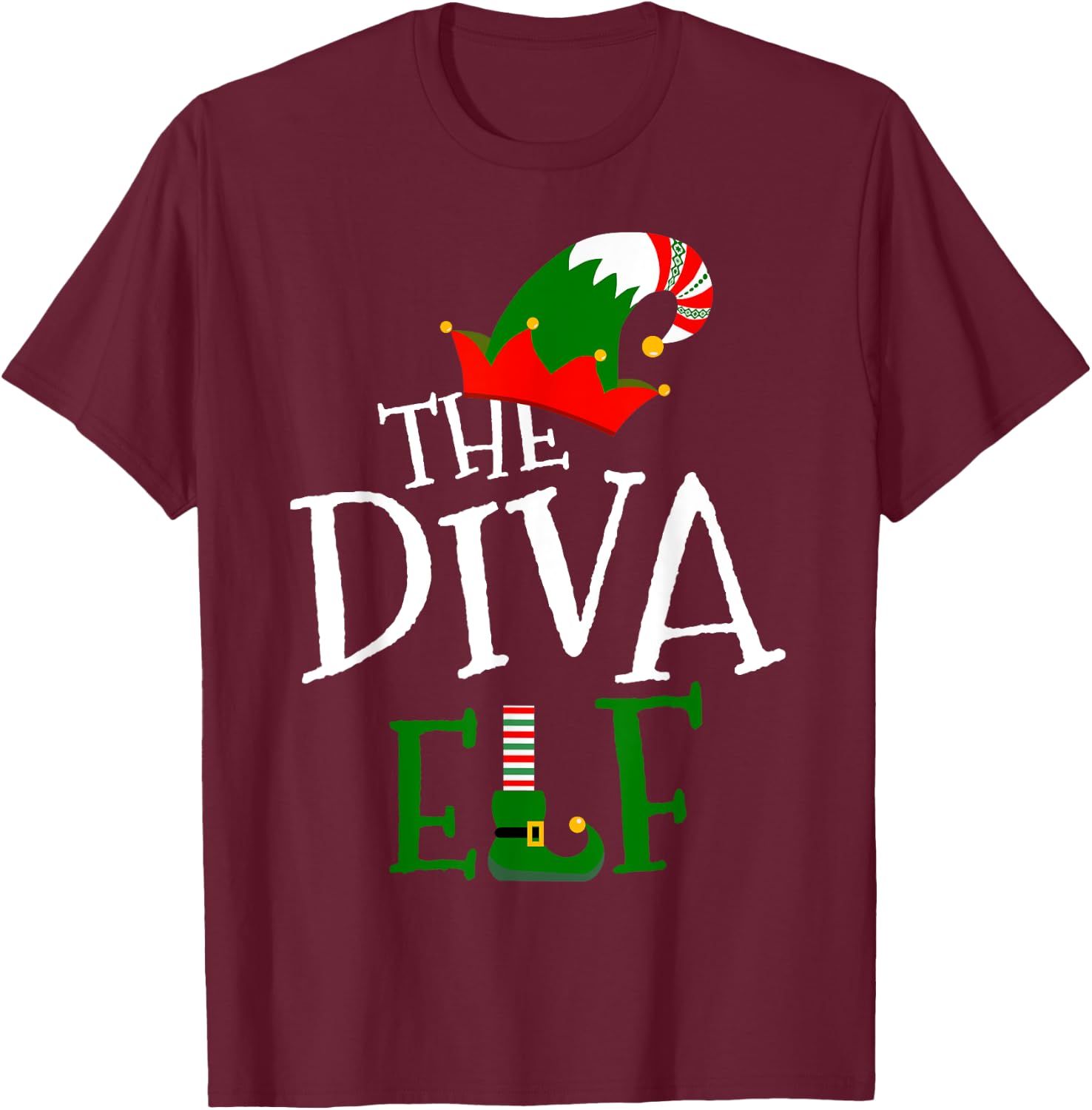The Diva Elf Family Matching Group Gift Christmas Costume T-Shirt - T-Shirt | Maroon