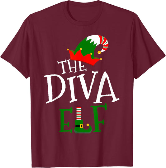 The Diva Elf Family Matching Group Gift Christmas Costume T-Shirt - T-Shirt | Maroon