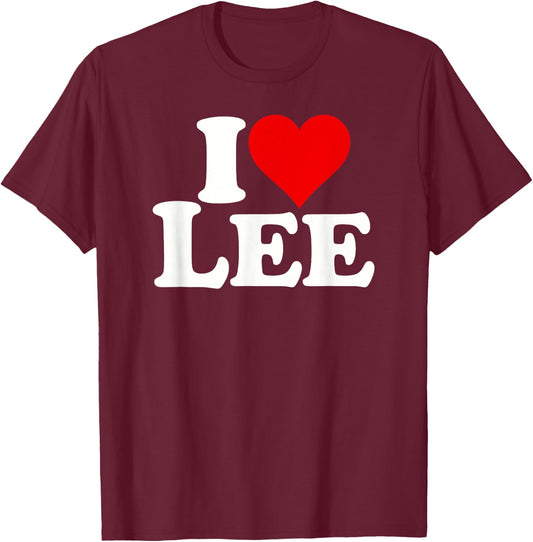 I Love Heart Lee Leigh T-Shirt - T-Shirt | Maroon