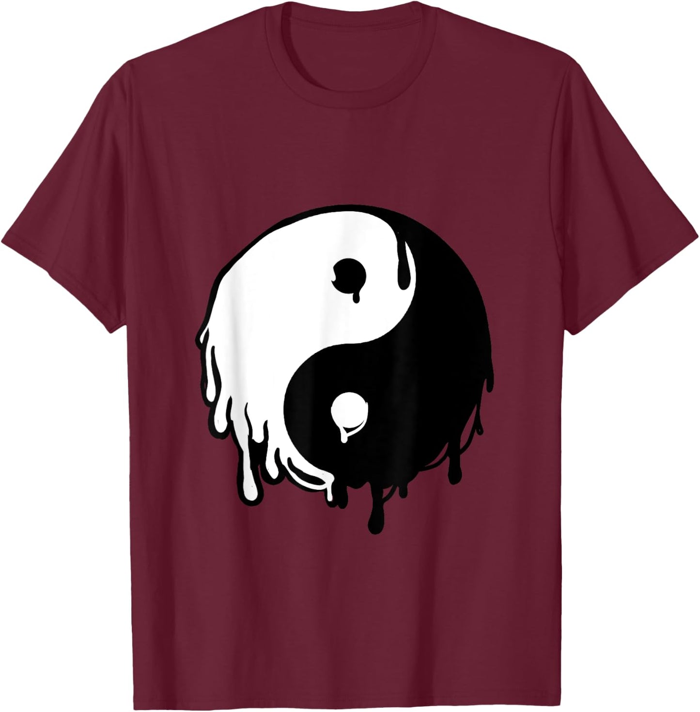 Awesome Yin and Yang Designs Grey Dripping Yin Yang T-Shirt - T-Shirt | Maroon