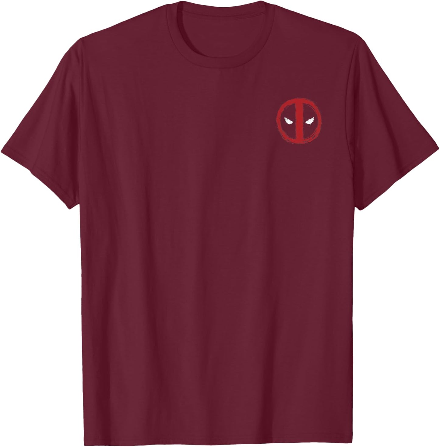 Marvel Deadpool Left Chest Painted Logo T-Shirt - T-Shirt | Maroon