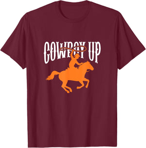 Cowboy Cowgirl Rodeo Western Southern : Cowboy, Horseback Riding, Equestrian, , Small, Black, Short Sleeve T-Shirt - T-Shirt | Maroon