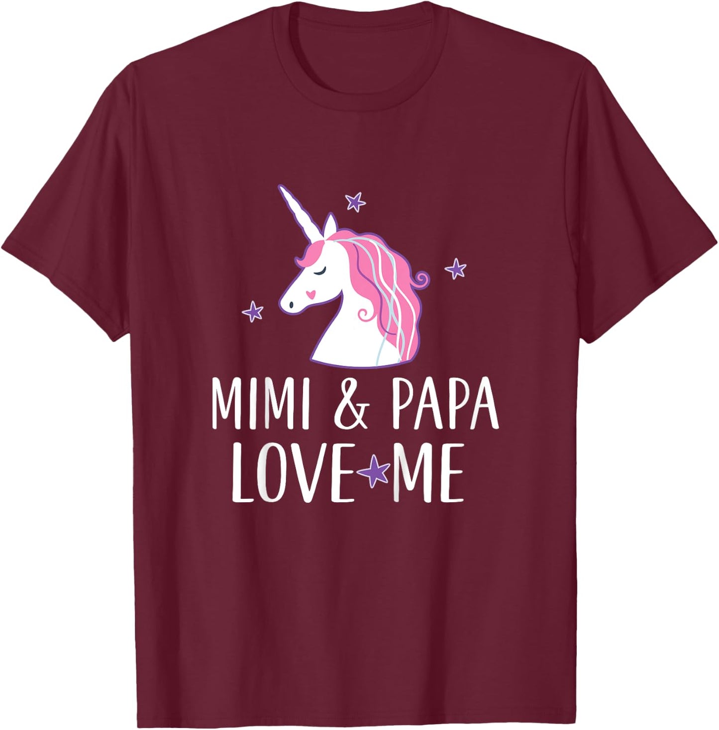 Kids Mimi and Papa Love Me Granddaughter Unicorn T-Shirt - T-Shirt | Maroon