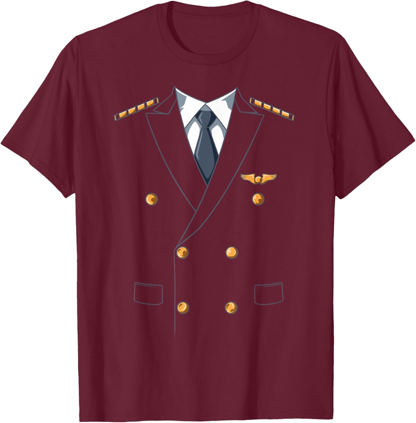 Easy Airline Pilot Costume Pilot Body Headless Pilot Costume T-Shirt - T-Shirt | Maroon