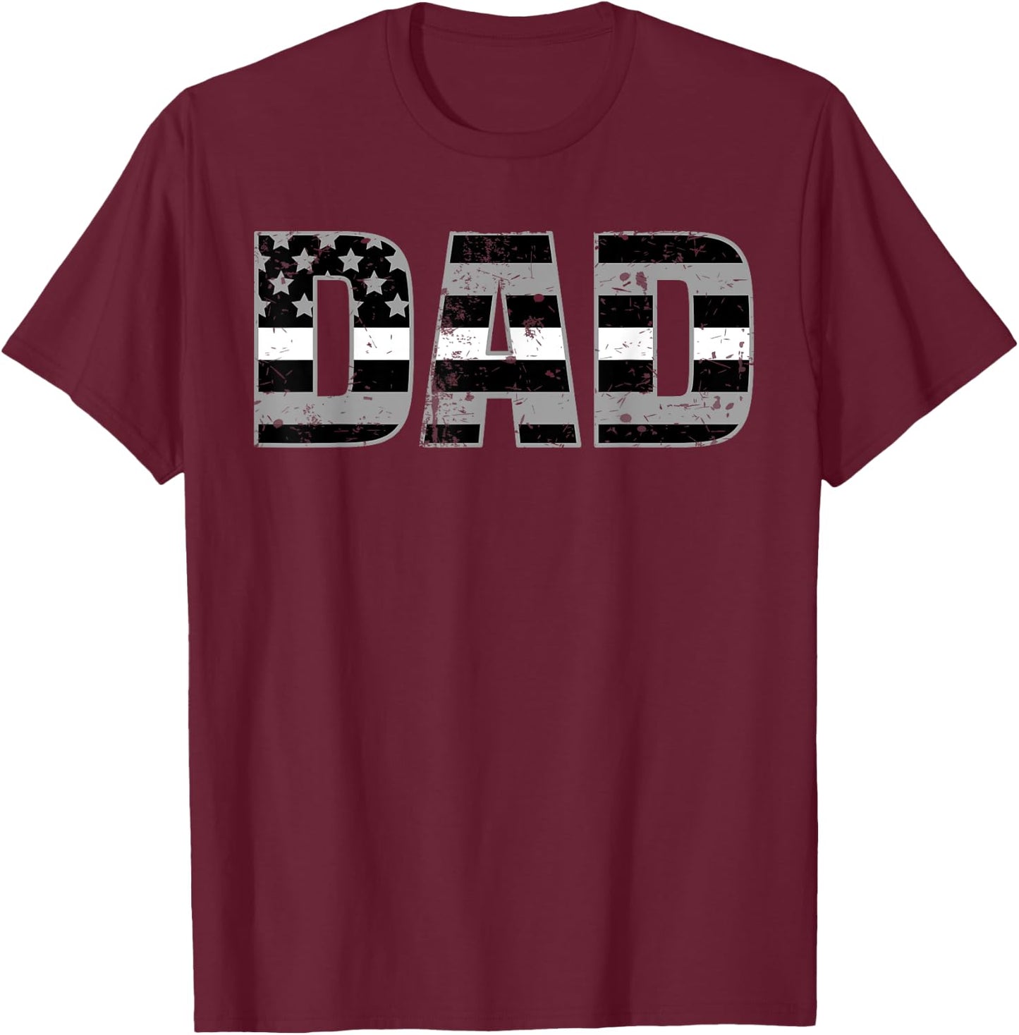 Ems Officer Dad Shirt Thin Line In White Daddy Father Shirt T-Shirt - T-Shirt | Maroon