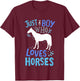 Kids Horse Just A Boy Who Loves Horses Gift T-Shirt - T-Shirt | Maroon