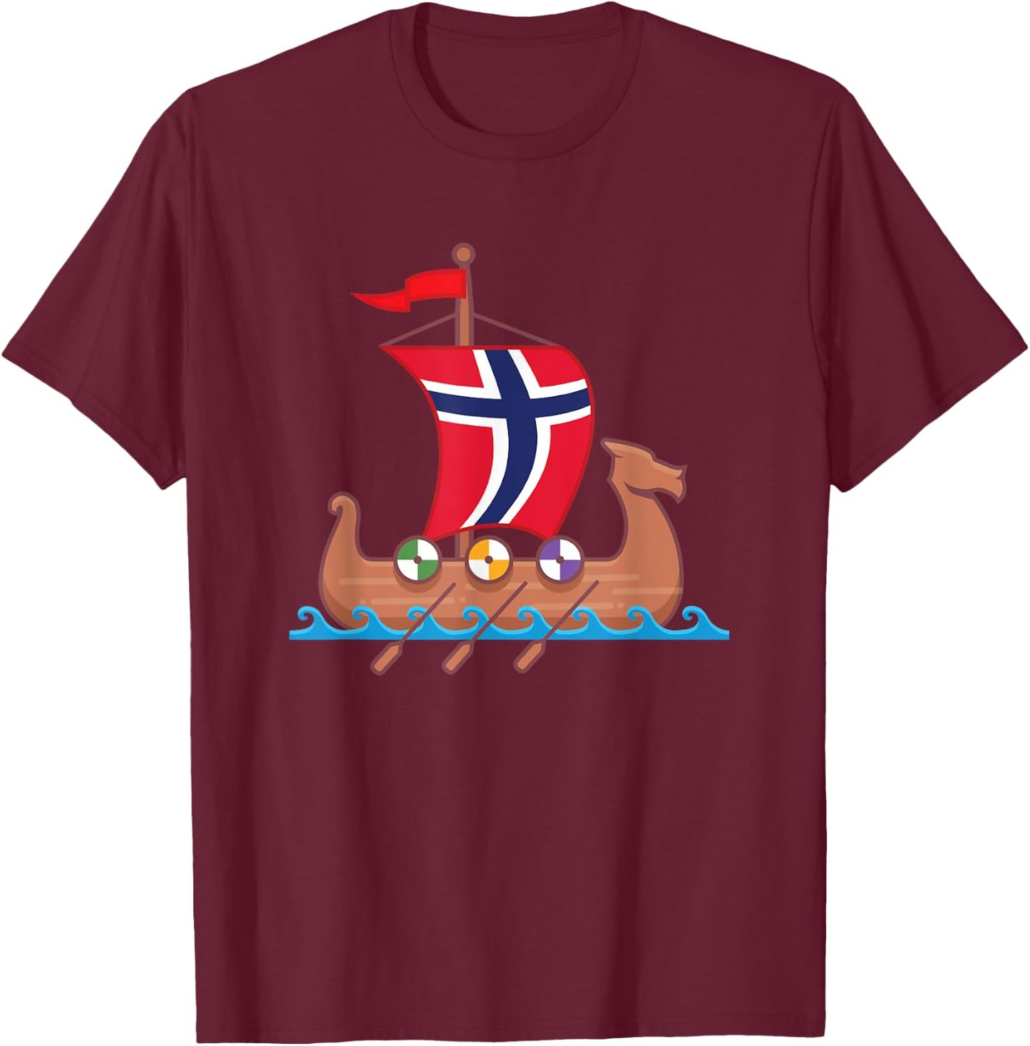 Norwegian Viking Ship Norway T-Shirt - T-Shirt | Maroon