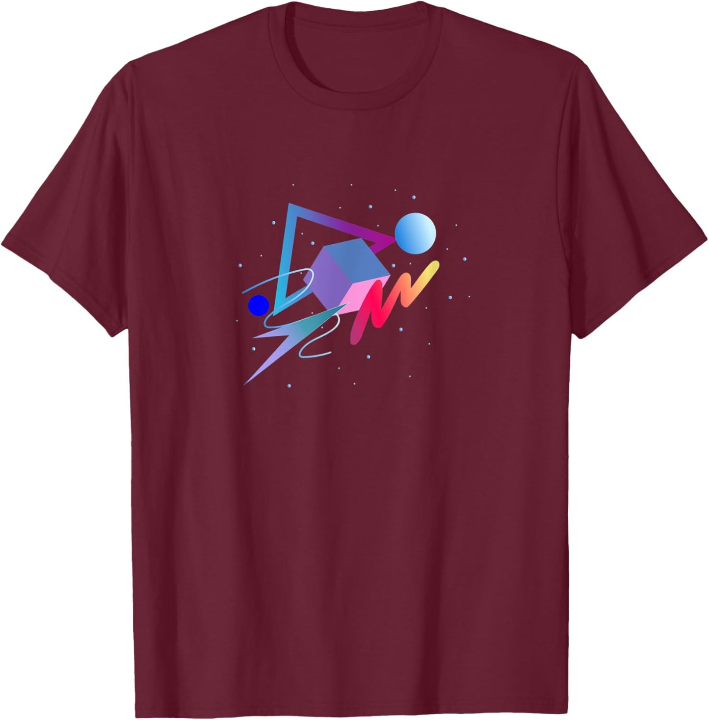 Colorful 80s 90s retro Geometric Pattern T-Shirt - T-Shirt | Maroon