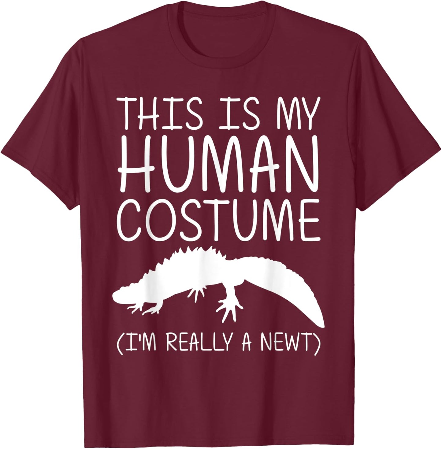 Newt Easy Halloween Human Costume Salamander Pet DIY Gift T-Shirt - T-Shirt | Maroon