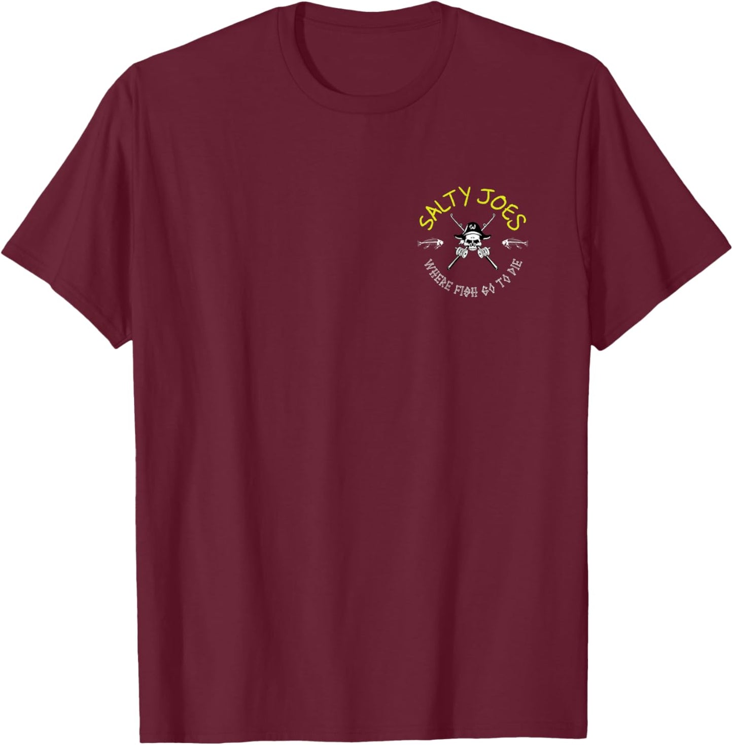 Salty Joe's Poles and Skulls Logo Graphic T-Shirt - T-Shirt | Maroon