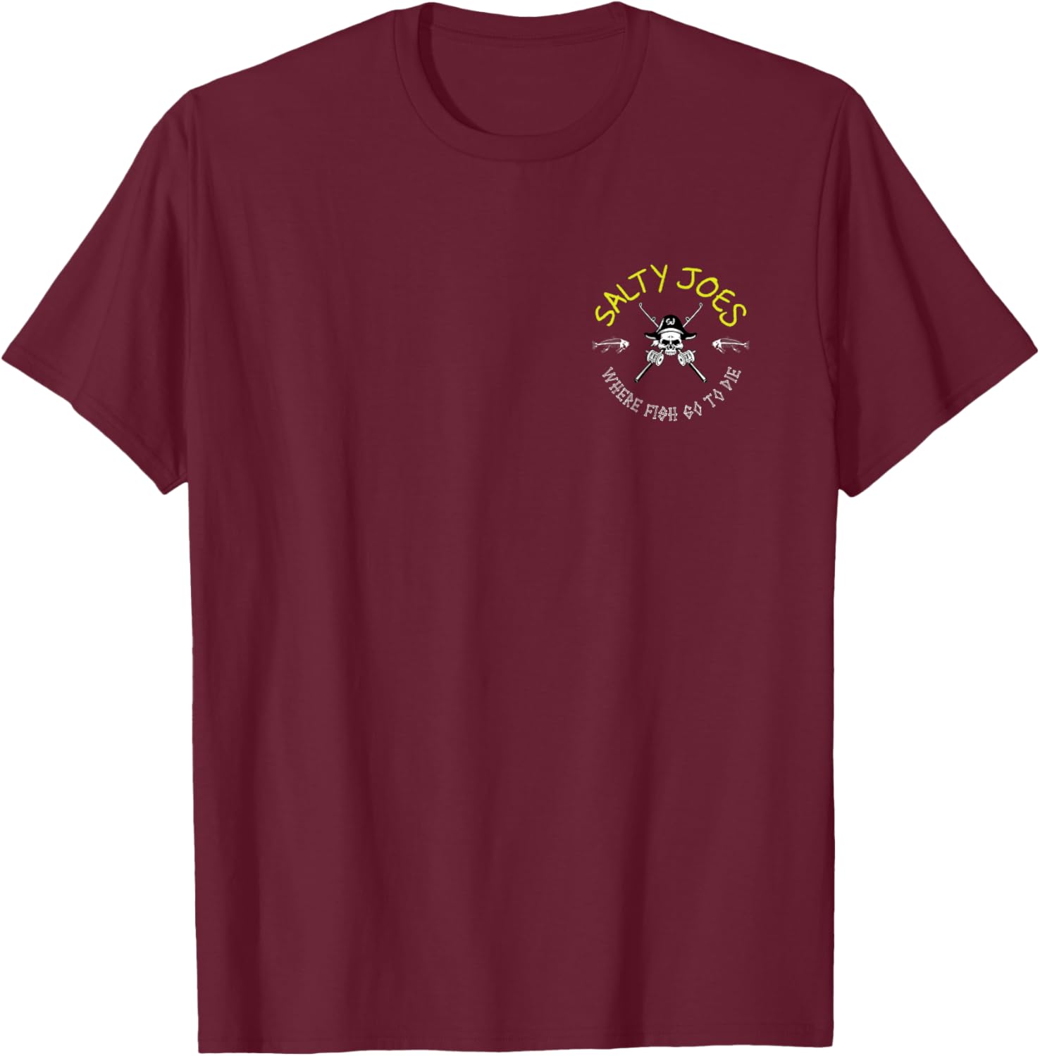 Salty Joe's Poles and Skulls Logo Graphic T-Shirt - T-Shirt | Maroon