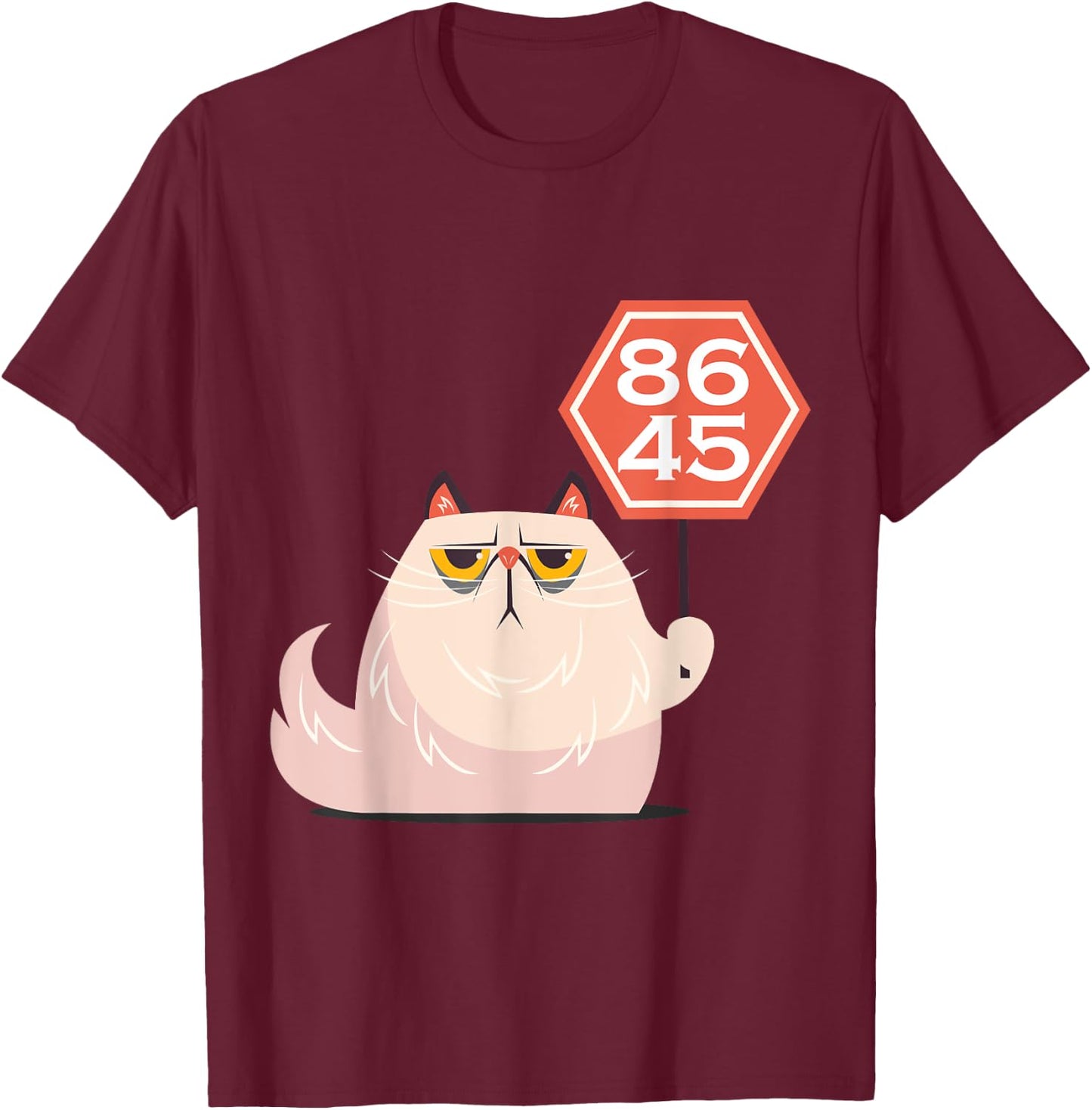 864511320 Anti Trump Cute Cat with 8645 Vote Out Trump Sign Men Women T-Shirt - T-Shirt | Maroon