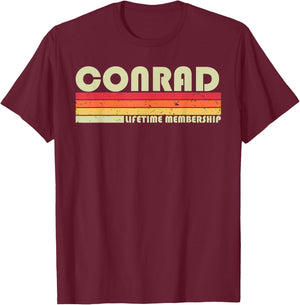 CONRAD Surname Funny Retro Vintage 80s 90s Birthday Reunion T-Shirt - T-Shirt | Maroon