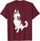 cute red and white Siberian Husky dog T-Shirt - T-Shirt | Maroon
