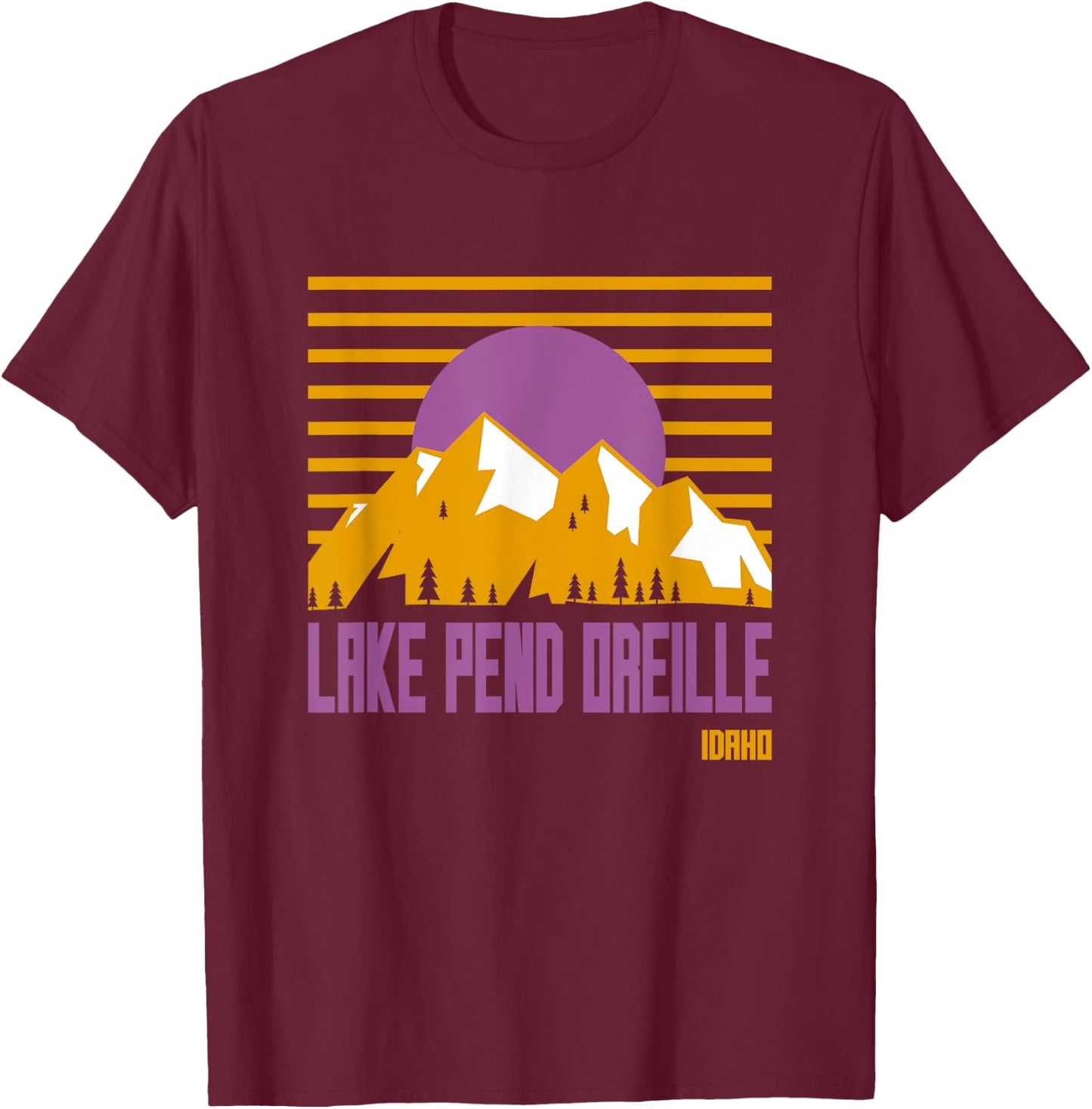Lake Pend Oreille Vintage Mountains Hiking Camp Idaho Retro T-Shirt - T-Shirt | Maroon