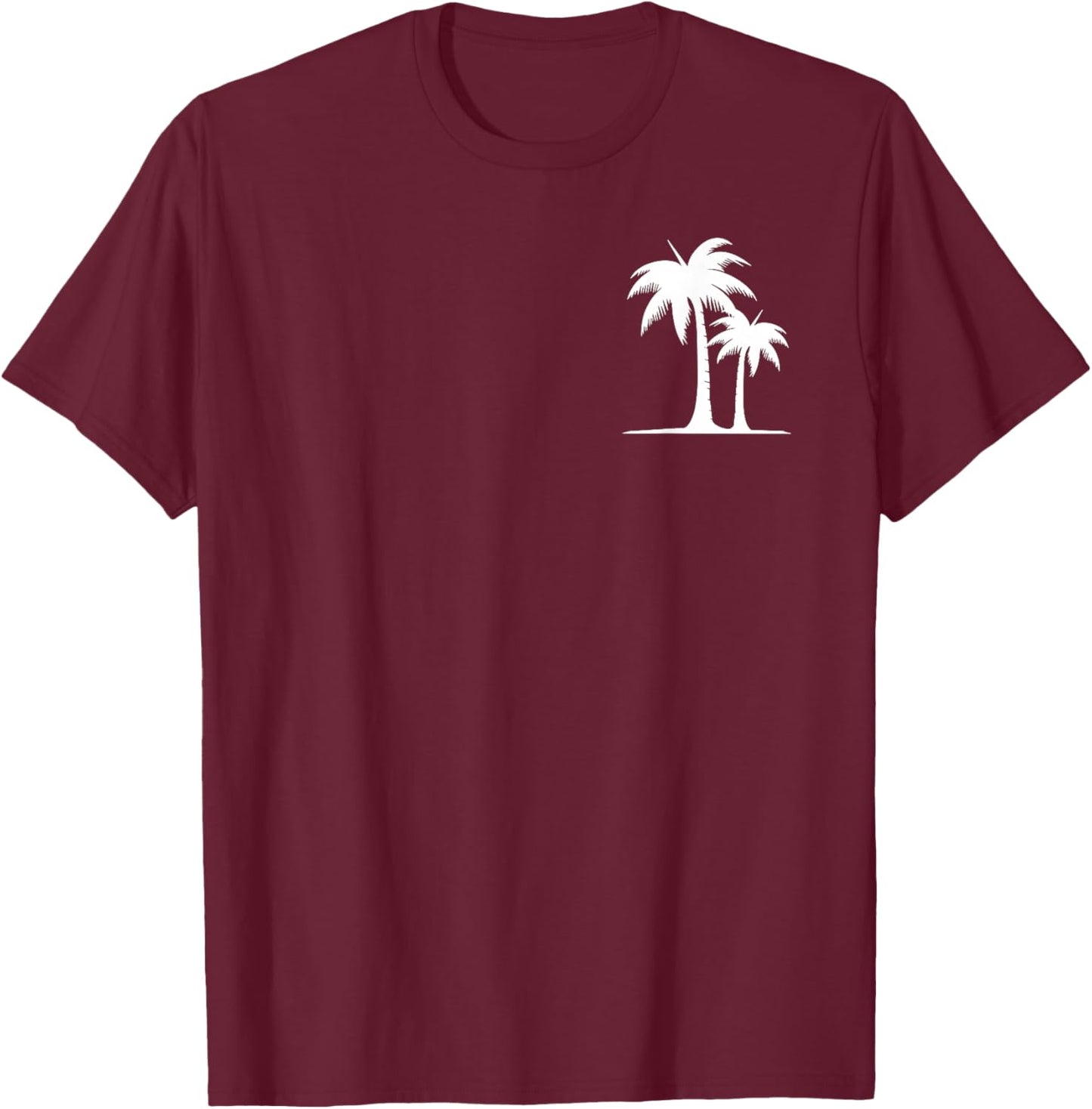 Cool Summer Vacation Men Women Beach Palm Tree T-Shirt - T-Shirt | Maroon