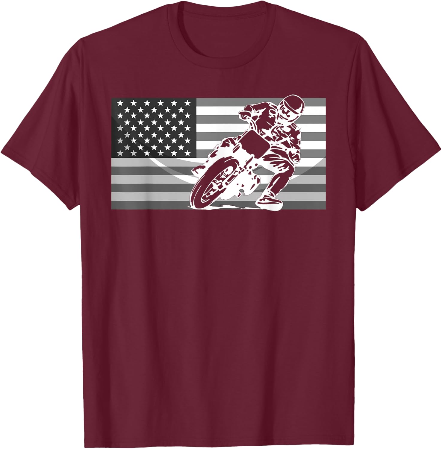 Funny American Flat Track Motorcycle Gift Cool Bike Rider T-Shirt - T-Shirt | Maroon