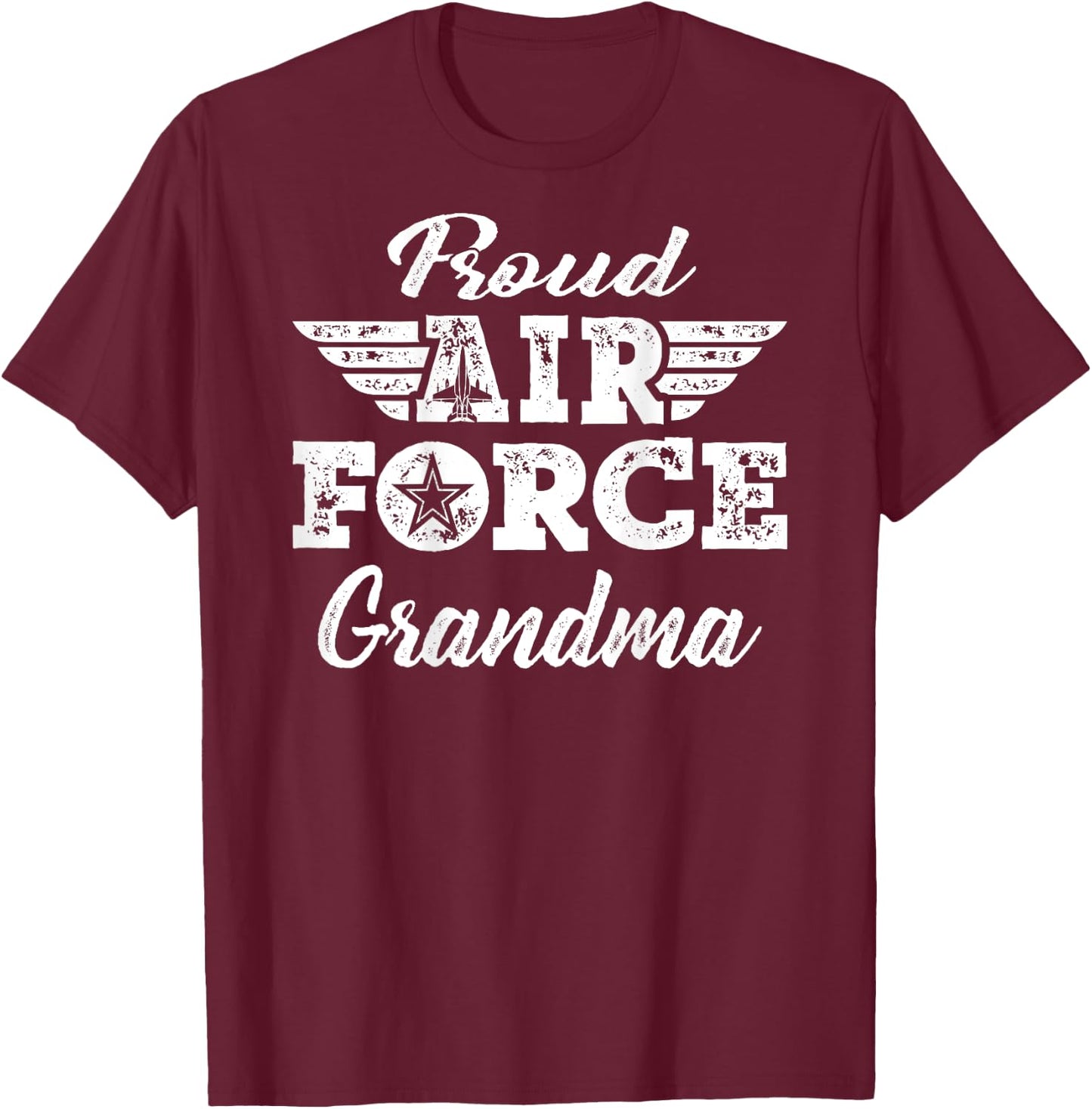 Proud US Air Force Grandma Military Family Grandmother Gifts T-Shirt - T-Shirt | Maroon