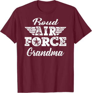 Proud US Air Force Grandma Military Family Grandmother Gifts T-Shirt - T-Shirt | Maroon
