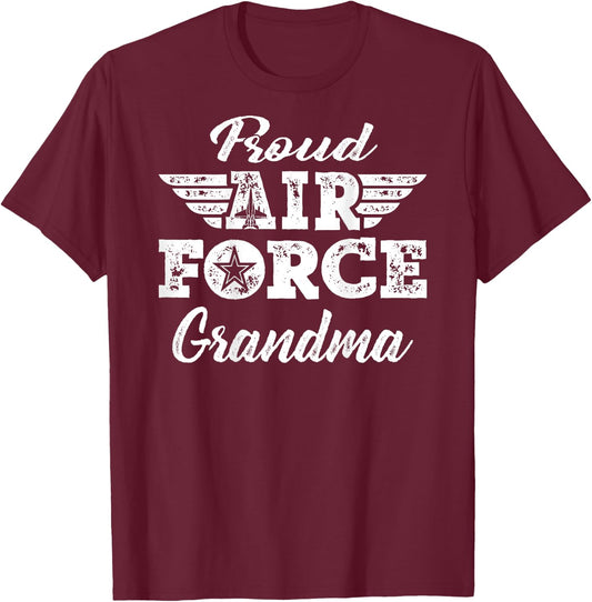 Proud US Air Force Grandma Military Family Grandmother Gifts T-Shirt - T-Shirt | Maroon