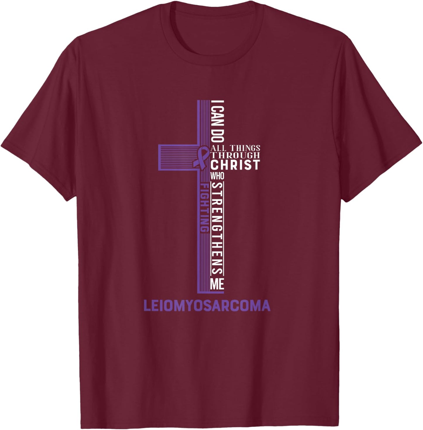 Leiomyosarcoma Fight Cancer Ribbon T-Shirt - T-Shirt | Maroon