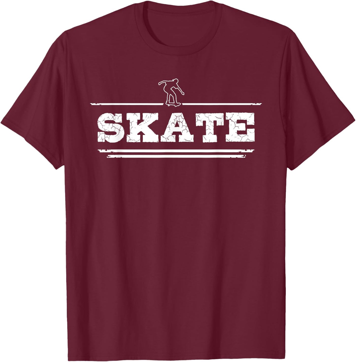 Distressed Look Skating Gift Skaters and Skateboarders T-Shirt - T-Shirt | Maroon