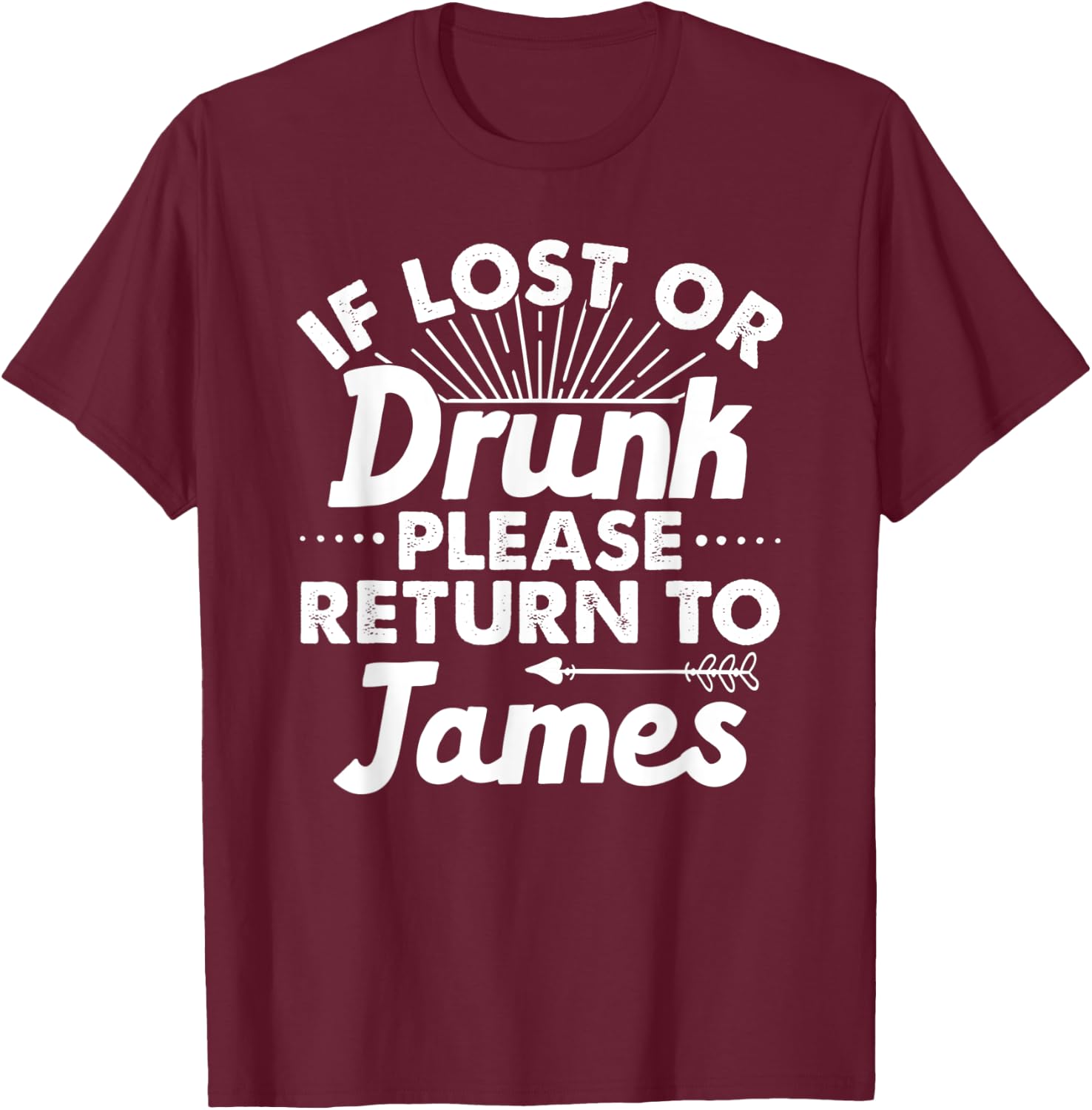 If Lost Or Drunk Please Return To JAMES Gift Name Women T-Shirt - T-Shirt | Maroon