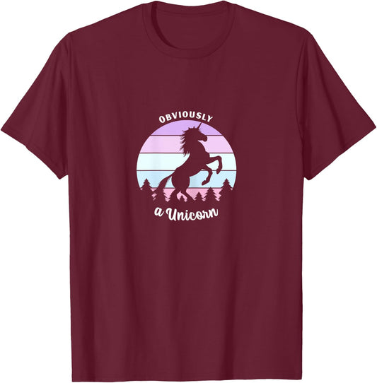 Obviously a Unicorn Women And Girls Vintage Graphic T-Shirt - T-Shirt | Maroon