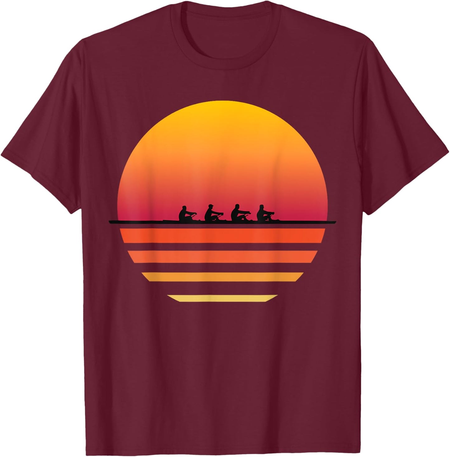 Rowing Team Sunset Lake | Cute Crew Sport Gift T-Shirt - T-Shirt | Maroon