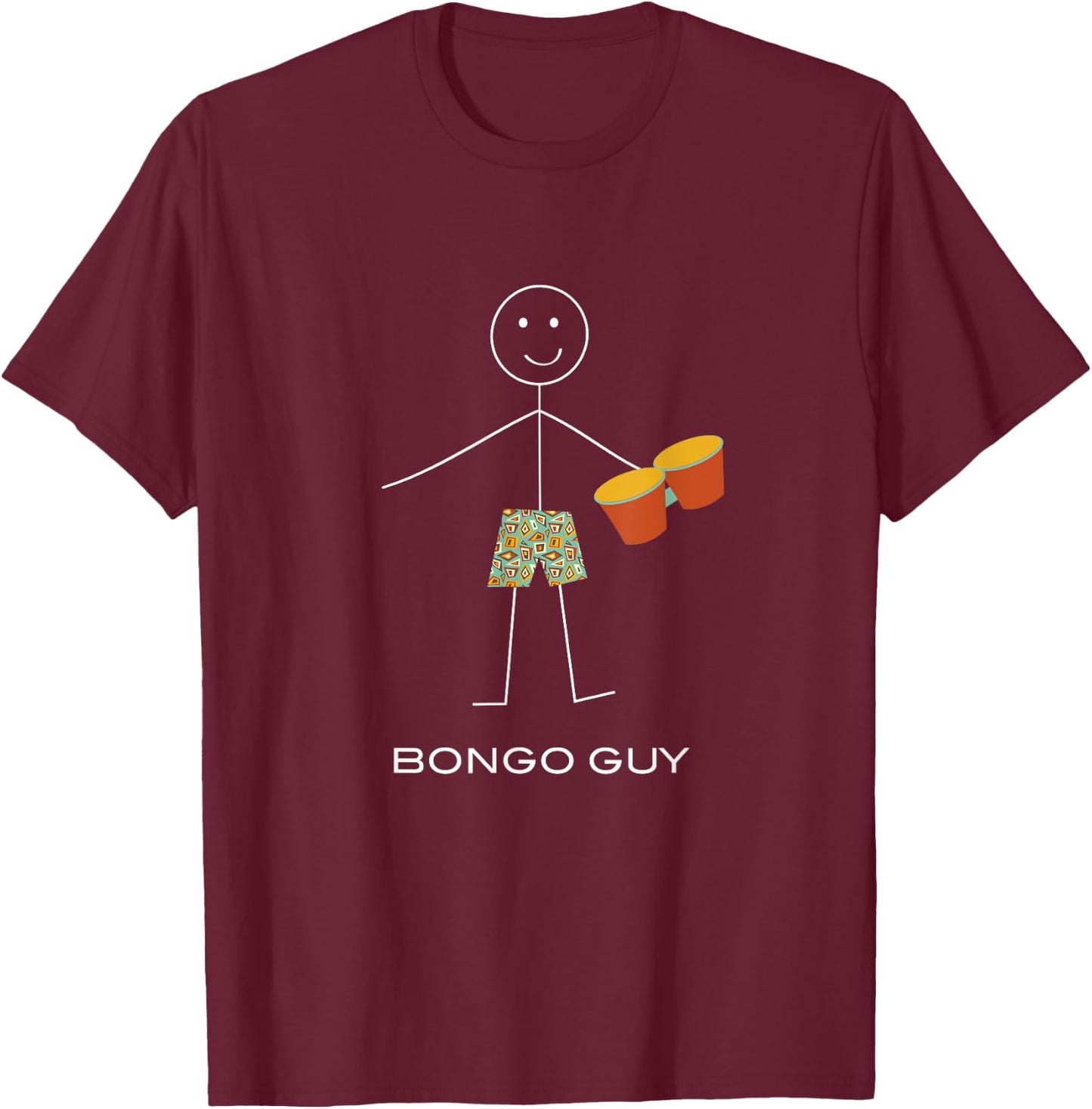 Funny Bongo Guy, Boy Bongo Player Musician T-Shirt - T-Shirt | Maroon