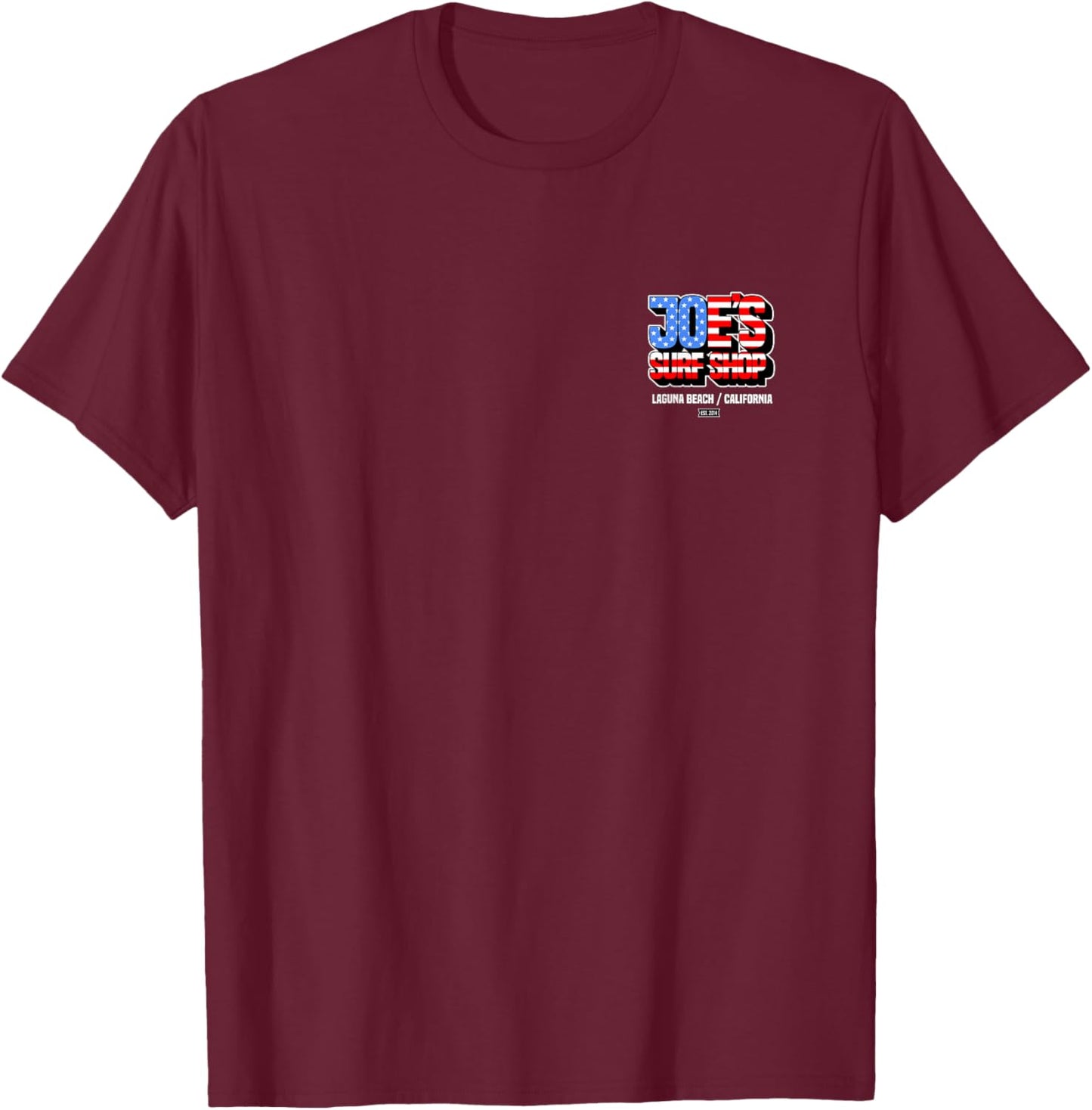 Joe's Surf Patriotic USA Flag Logo Graphic T-Shirt - T-Shirt | Maroon