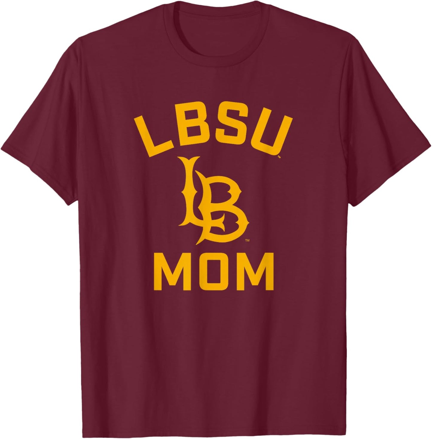 Cal State Long Beach CSULB Arched Mom T-Shirt - T-Shirt | Maroon