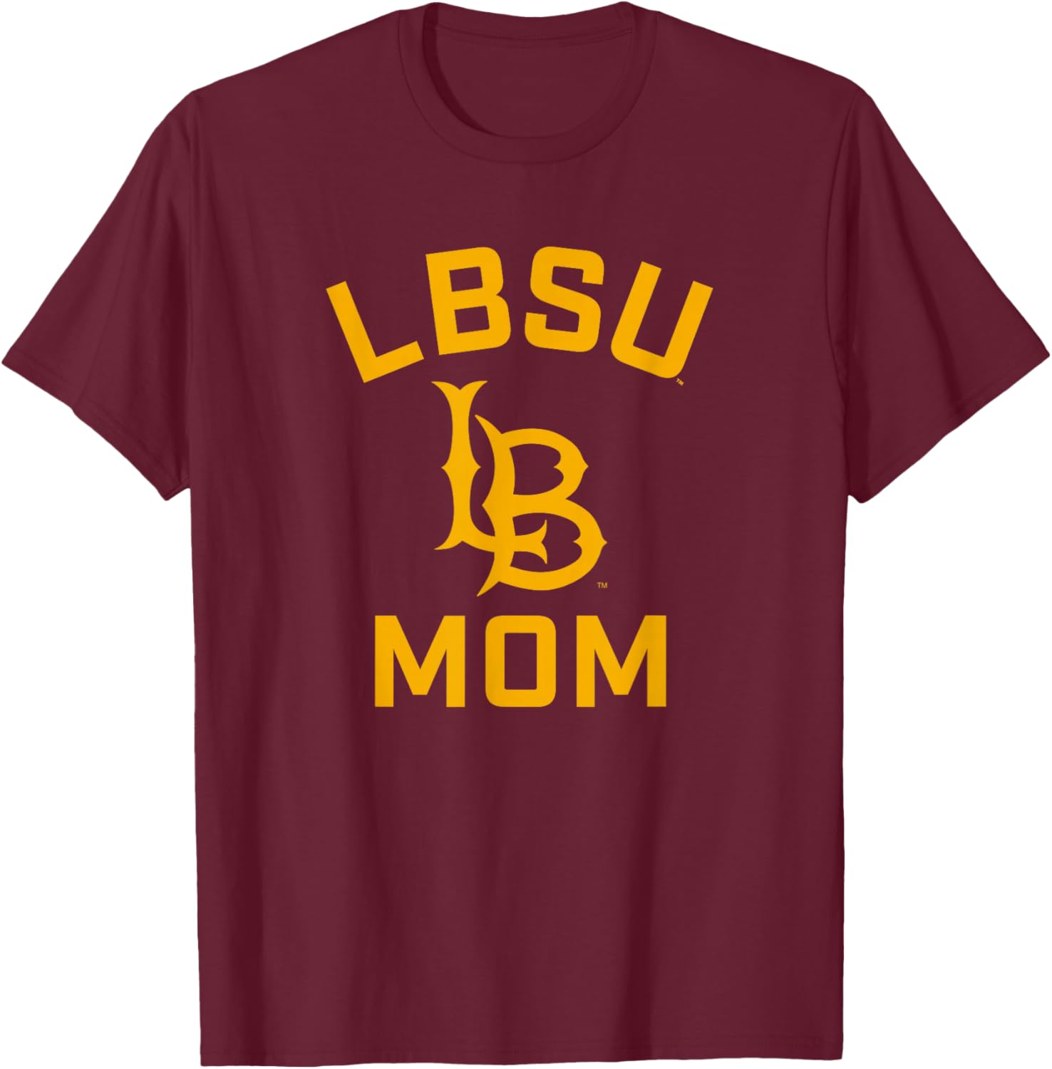 Cal State Long Beach CSULB Arched Mom T-Shirt - T-Shirt | Maroon