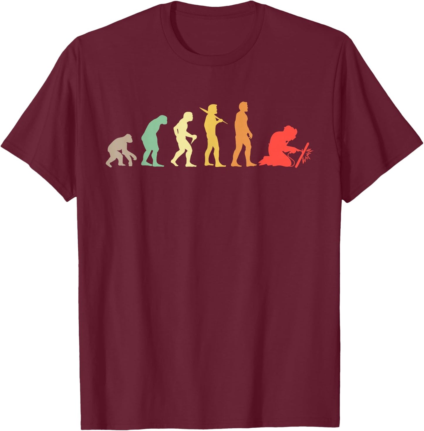 Welder Evolution Craftsman Welding Profession Welders Gift T-Shirt - T-Shirt | Maroon