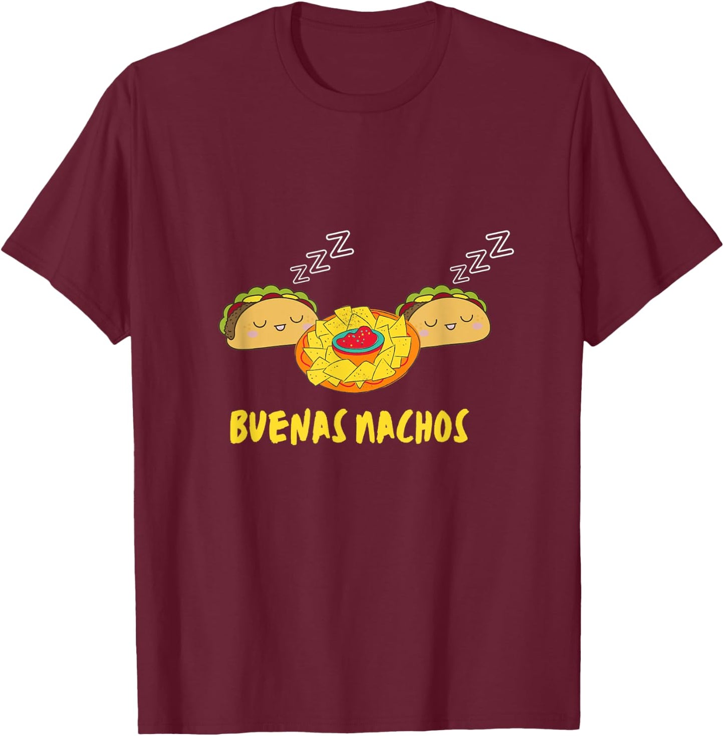 Buenas Nachos Funny Buenas Noches Taco Design Men Women Kids T-Shirt - T-Shirt | Maroon