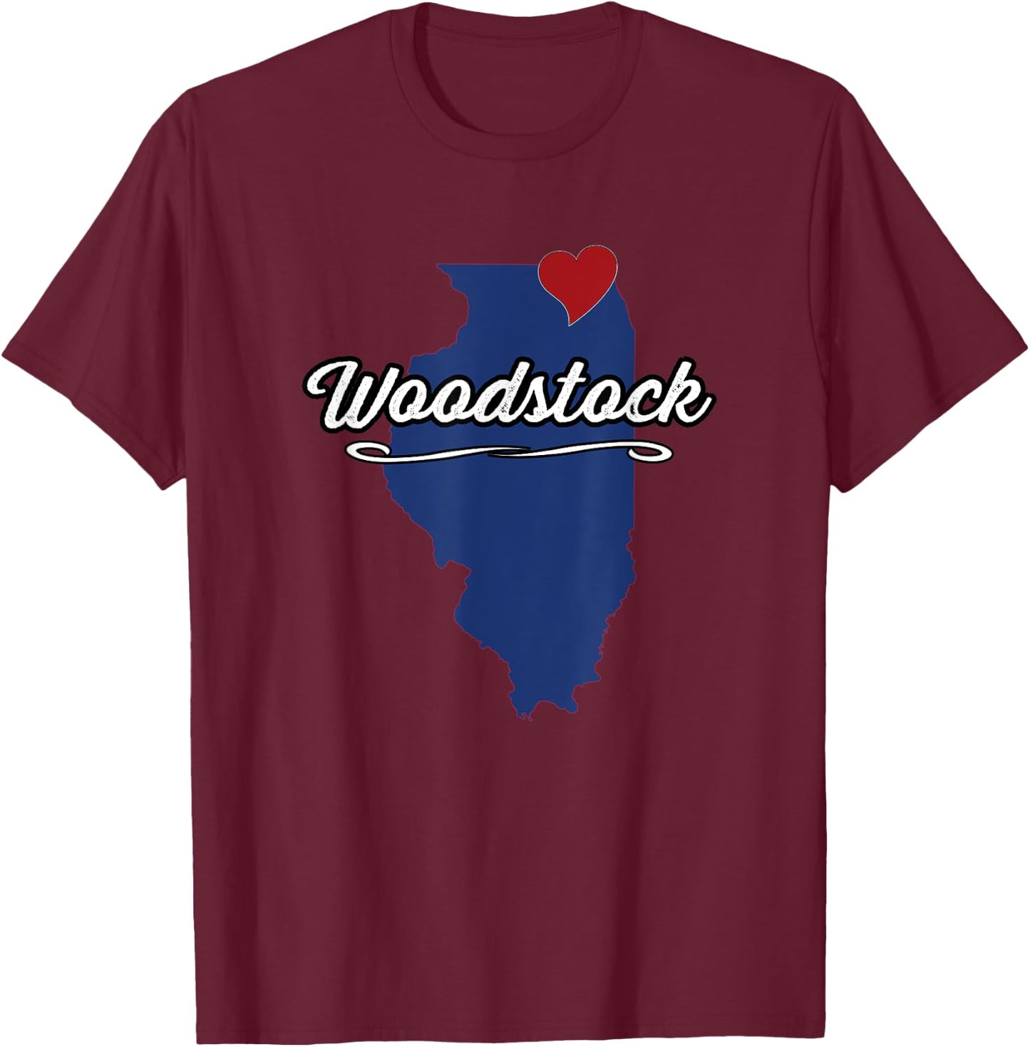 City of Woodstock Illinois | IL Town - Novelty Merch Gift T-Shirt - T-Shirt | Maroon