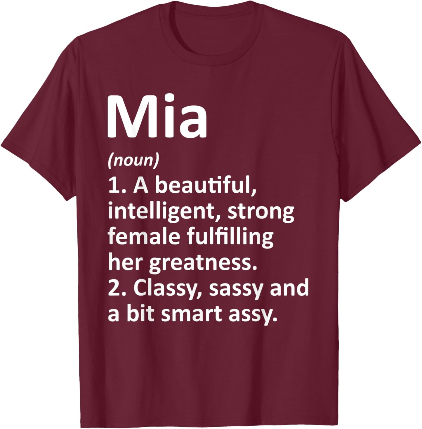 MIA Definition Personalized Name Funny Christmas Gift T-Shirt - T-Shirt | Maroon