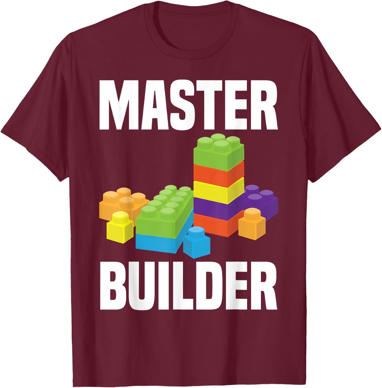 Cool Master Builder Funny Building Blocks Gift Men Women T-Shirt - T-Shirt | Maroon