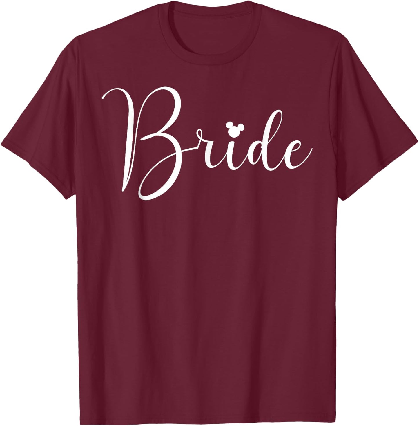 Disney Mickey and Friends Bride Simple Text T-Shirt - T-Shirt | Maroon