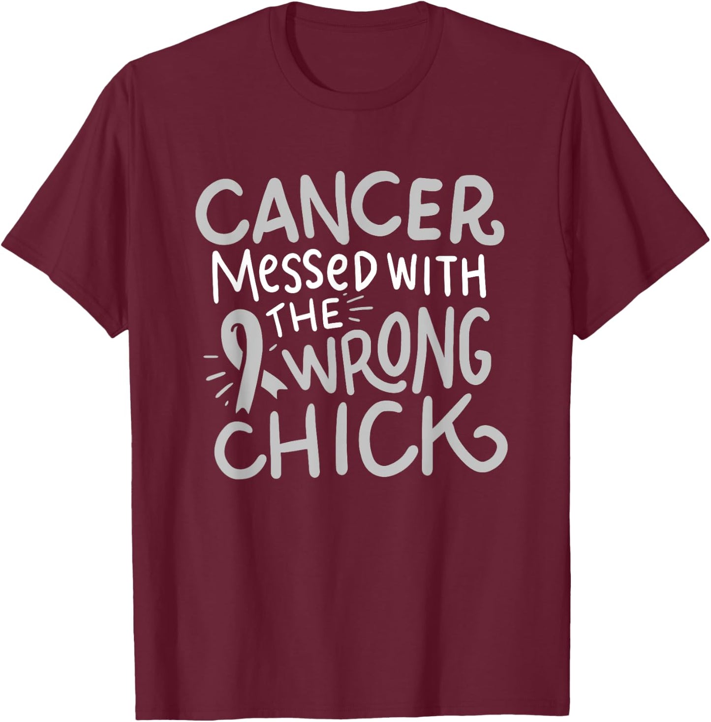 Brain Cancer Awareness Chemo Gift Gray Ribbon Glioblastoma T-Shirt - T-Shirt | Maroon