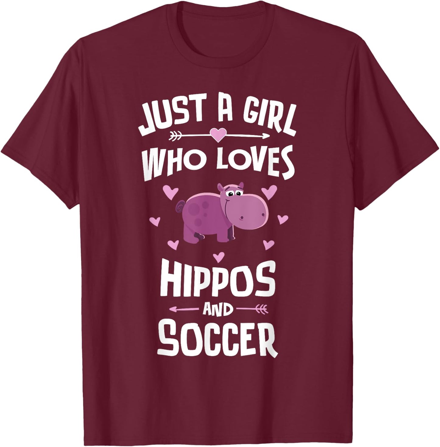 Hippos And Soccer Gifts for Girls Women T-Shirt - T-Shirt | Maroon