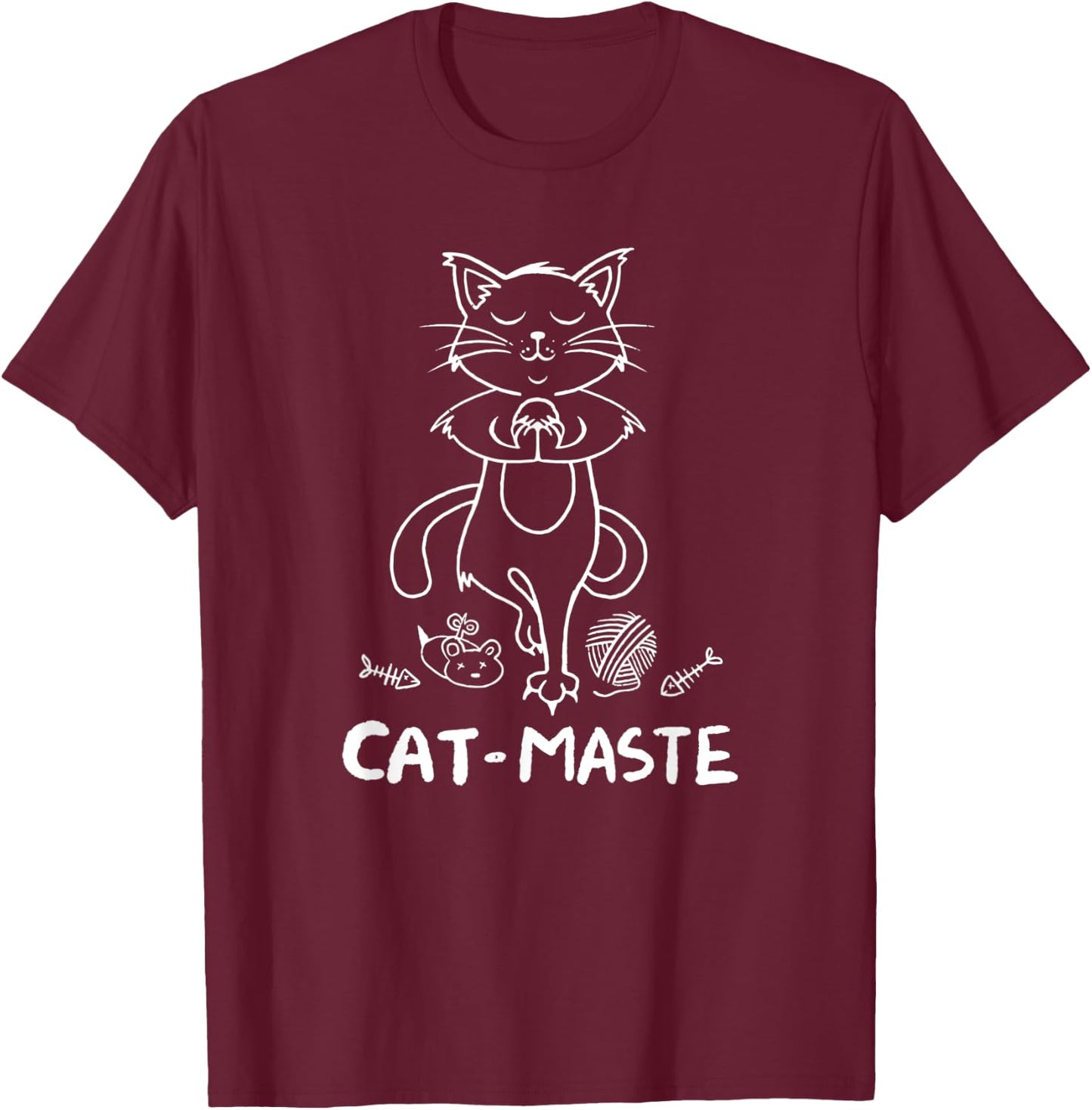 Catmaste - Namaste With Funny Cat - Yoga Men Women Kids T-Shirt - T-Shirt | Maroon