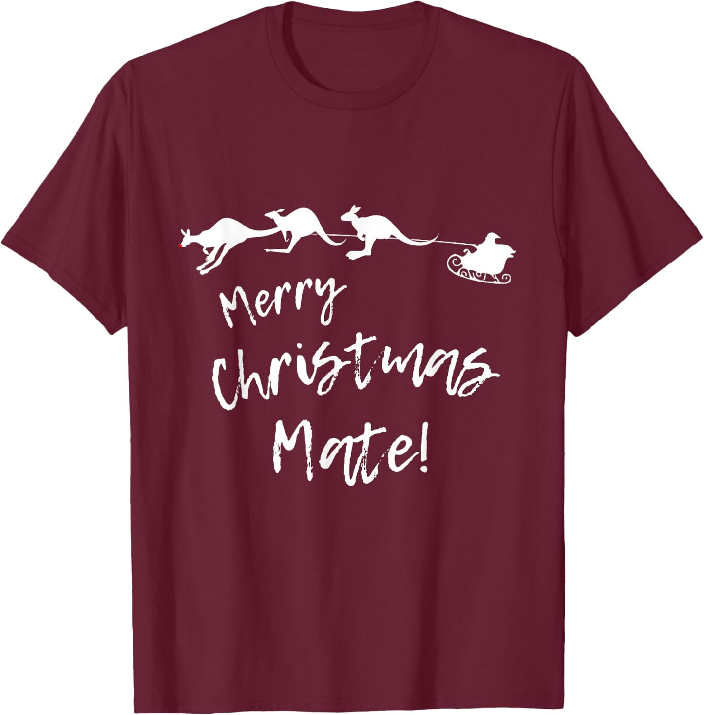 Australian Christmas Shirt - Kangaroo Christmas Gift T-Shirt - T-Shirt | Maroon