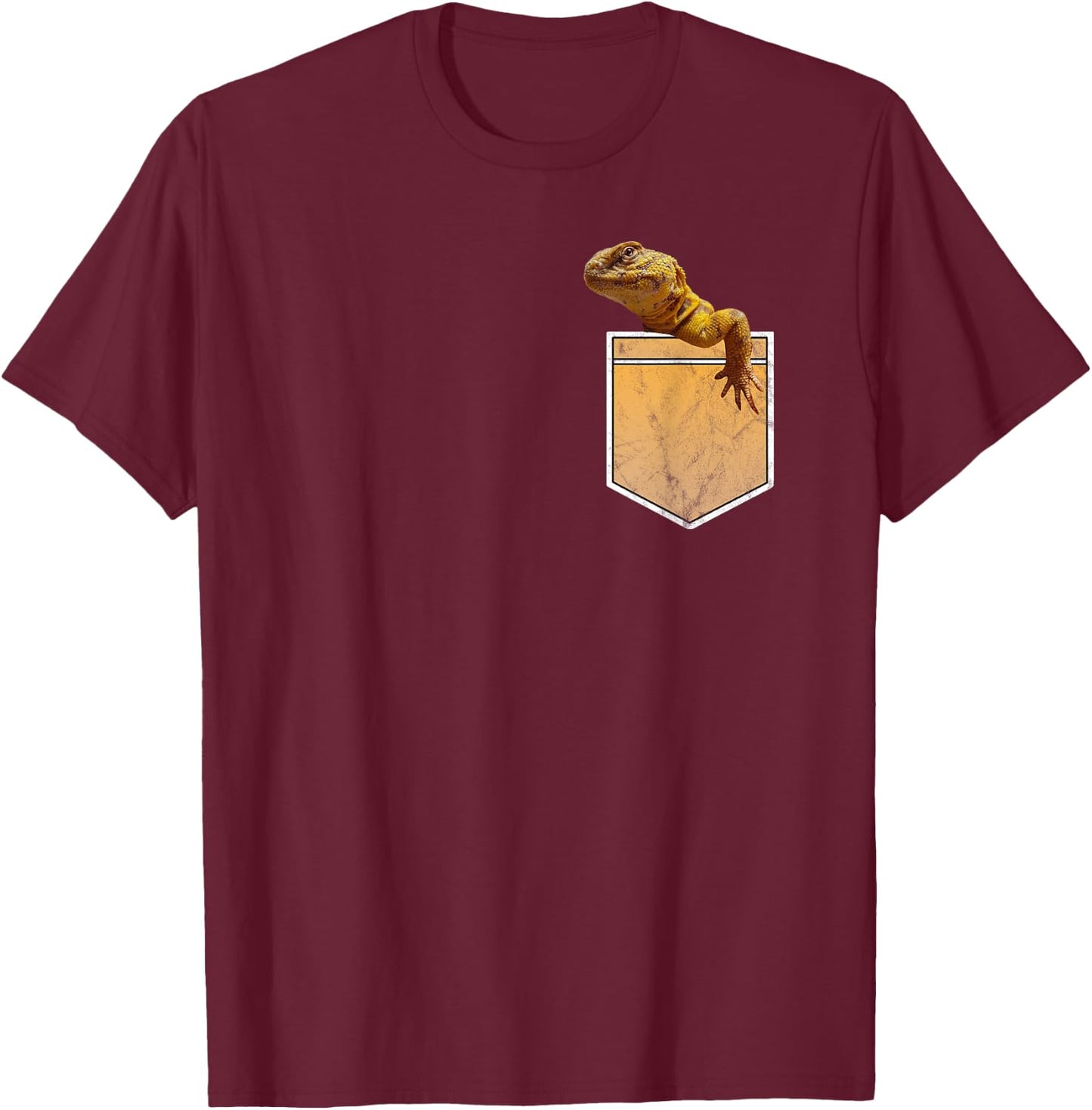 Funny Uromastyx Agame In Pocket T-Shirt - T-Shirt | Maroon