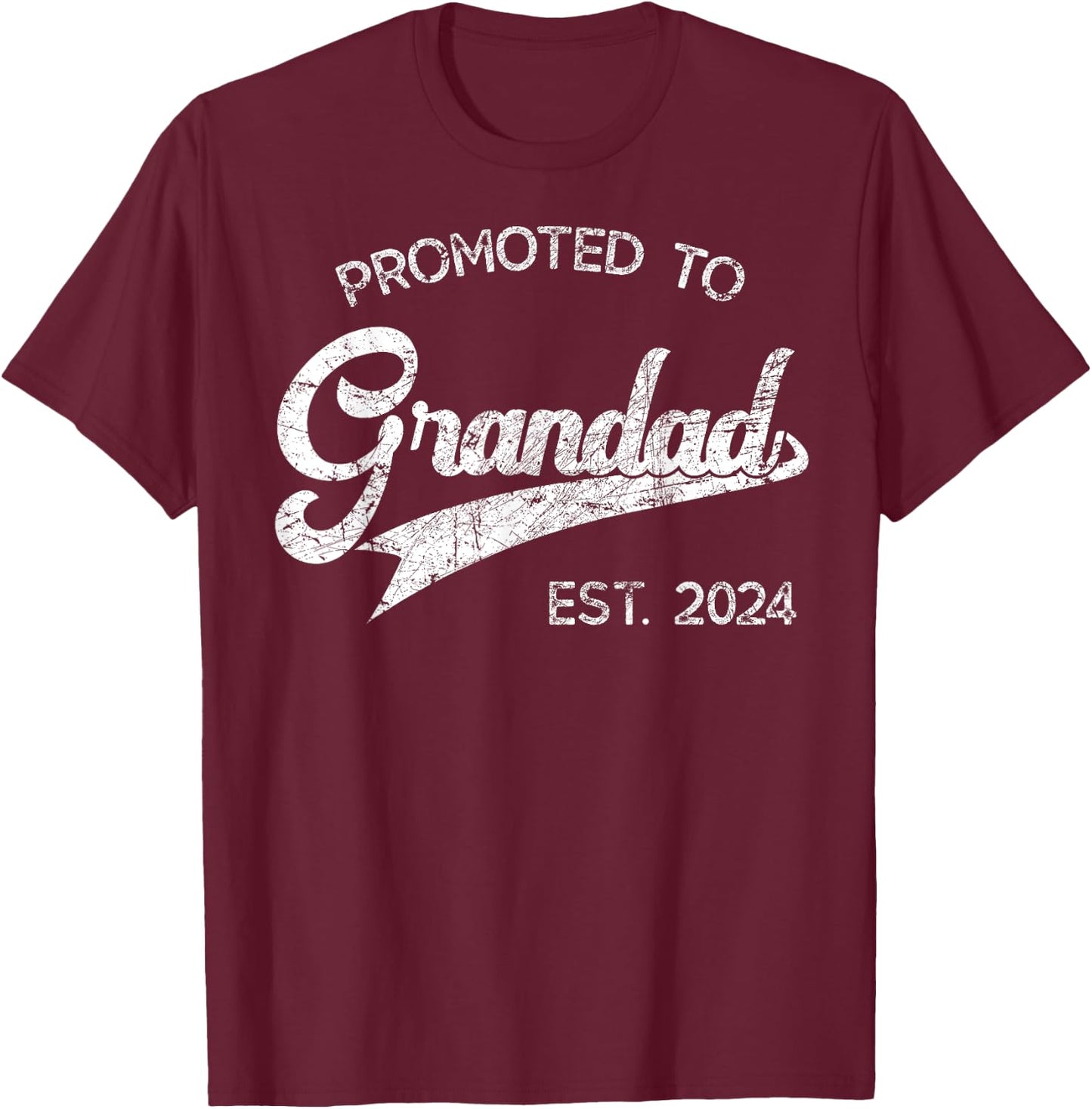 Retro Soon to Be Grandad est. 2024 Funny Promoted to Grandad T-Shirt - T-Shirt | Maroon